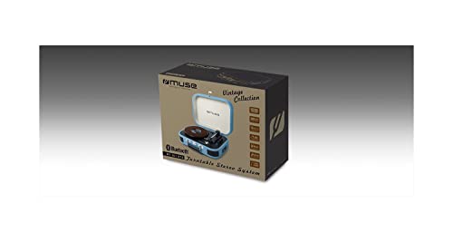 Muse MT-201 Retro Plattenspieler mit Bluetooth, eingebaute Stereo Lautsprecher und USB (RCA-Ausgang, AUX-Eingang, Kopfhöreranschluss), blau, MT-201 BTB