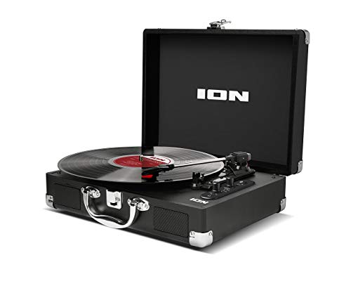 ION Audio Vinyl Motion Air - Retro Plattenspieler mit Lautsprecher, Bluetooth, wideraufladbarem Akku und Vinyl zu MP3 Konvertierungsoftware