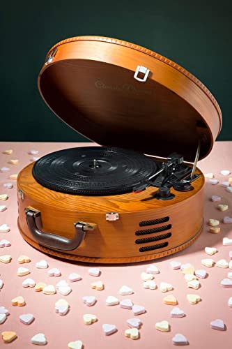 Classic Phono TT-34 - Plattenspieler - Retro Schallplattenspieler - Kofferplattenspieler - USB -Anschluss zum Digitalisieren - Riemenantrieb - Stereo Lautsprecher - 3 Abspielgeschwindigkeiten - braun