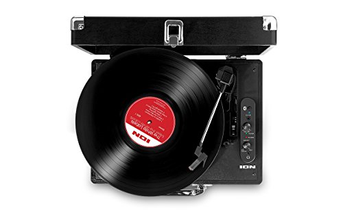 ION Audio Vinyl Motion Air - Retro Plattenspieler mit Lautsprecher / Bluetooth Plattenspieler Koffer mit wideraufladbarem Akku und Vinyl zu MP3 Konvertierungsoftware