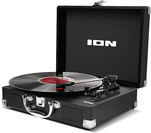 ION Audio Vinyl Motion Air - Retro Plattenspieler mit Lautsprecher, Bluetooth, wideraufladbarem Akku und Vinyl zu MP3 Konvertierungsoftware