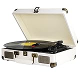DIGITNOW! Belt-Drive 3 Gang Portable Stereo Turntable with Built-in Speakers, Supports RCA Output/3.5mm Aux-In/Headphone Jack/MP3, Mobile Phones Music Playback
