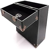 GPO CASE12 Tragbares Aufbewahrungsbox für 12' Schallplatten (für bis zu 30 Vinyl-Schallplatten), Dunkelgrün